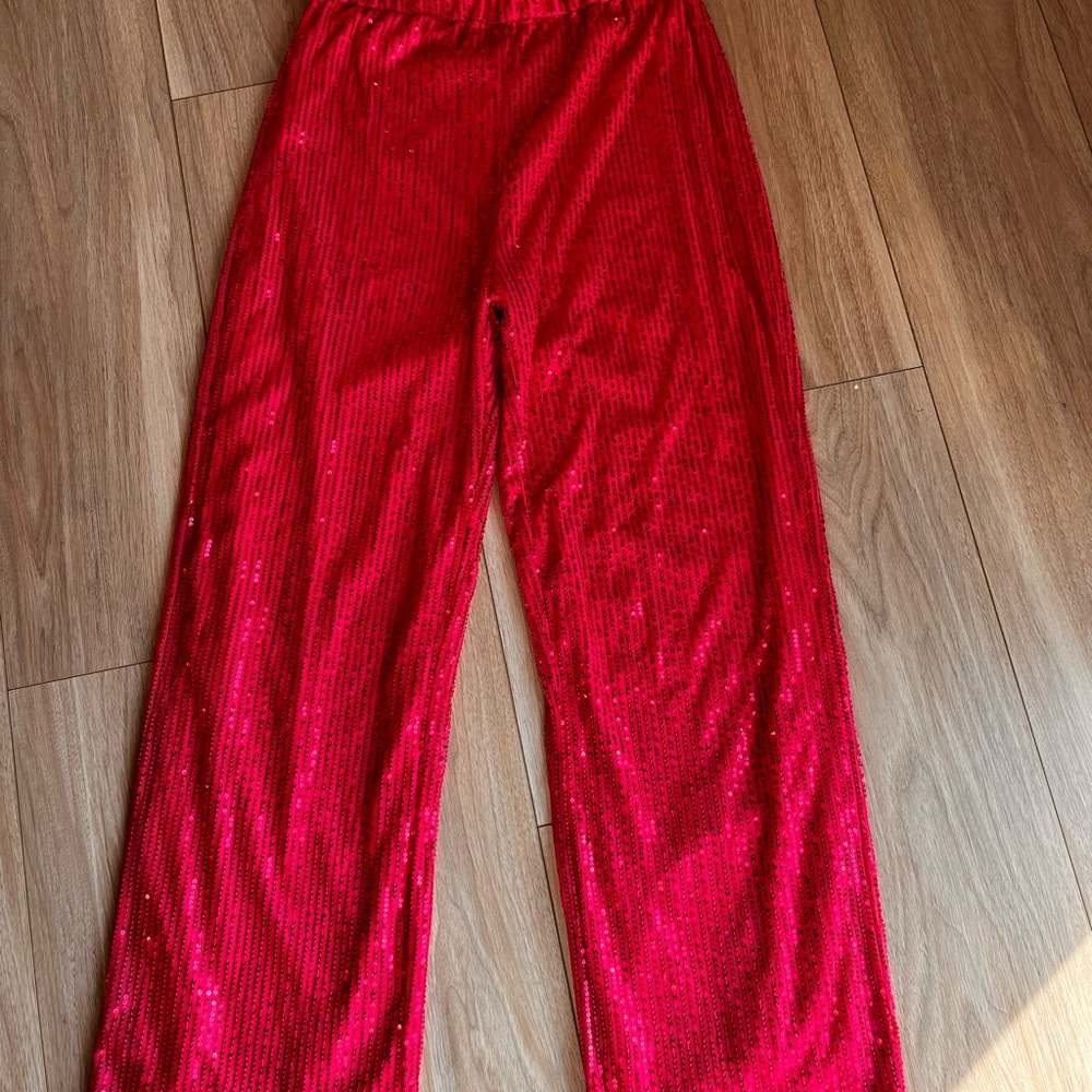 Hot Pink Sequin Wide-Leg Pants